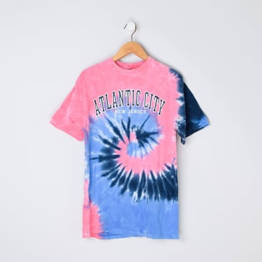 Vintage 90s Atlantic City Pink & Blue Tie Dye T-Shirt - surfer, vacation, oversized - Men's XL 