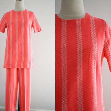 1960s/70s Neon Pink Tunic and Pants Set 