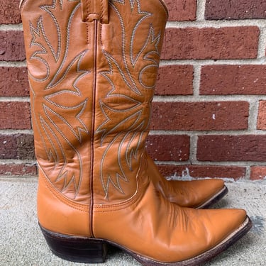 Vintage Nocona Butterscotch Pointed Toe Cowboy Boots Size 7D Men’s or 8 Women’s 