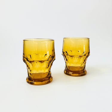 Mid Century Georgian Amber Cocktail Glasses - Set of 2 
