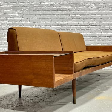 Extra Long Mid Century MODERN Walnut DAYBED / SOFA + Hanging Cabinets, Manner of Adrian Pearsall, c. 1960's 