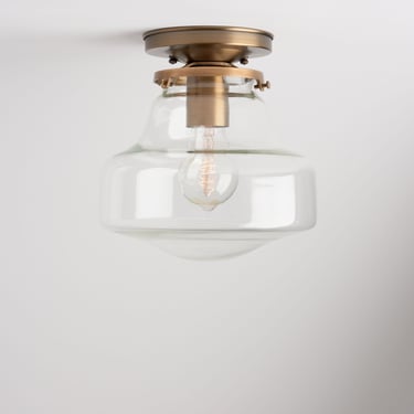 Art Deco Ceiling Fixture - Flush - Mid Century Lighting - Hand Blown Glass 