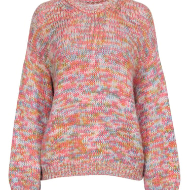 Velvet by Graham &amp; Spencer - Coral Multicolor Marled &quot;Trix&quot; Crewneck Sweater Sz S