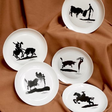 S/5 Vintage Porcelain Picasso Plates by Block Bodasoa