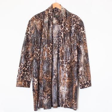 Jackets Galore By John Farah | Vintage 90s Animal Print, Floral Jacket | Size XL, Floral, Paisley, No Button / Chic, Cheetah Print, Fancy 