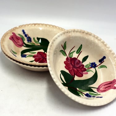 vintage Blue Ridge Berry or Sauce Bowls with Beaded Edge Set of Three 