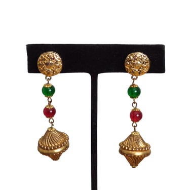 YVES SAINT LAURENT- Mixed Metal & Bead Dangle Earrings