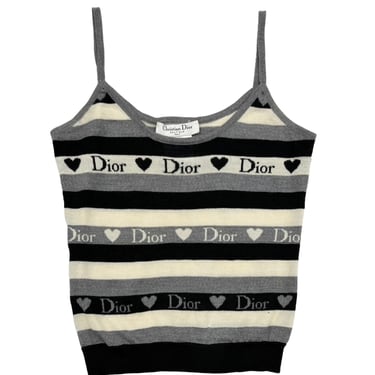 Dior Grey + Black Heart Logo Tank
