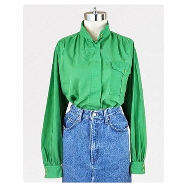 vintage 70's stand collar blouse (Size: M)