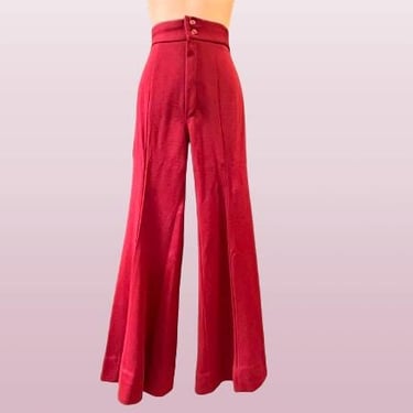 maroon high waist pants 1970s wide leg pants medium 