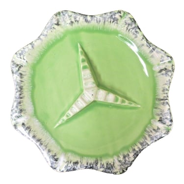 Vintage Hull Ceramic Ashtray MCM Mid Century USA A-5 Green Glaze 11.25