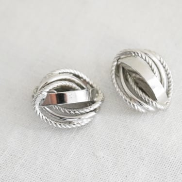 1950s Coro Silver Oval Twist Clip Earrings 