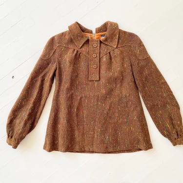 1960s Ossie Clark Speckled Brown Wool Jacket 
