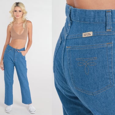 80s Jeans Flared Bootcut Jeans High Waisted Rise Retro Denim Bellbottoms Flares Blue Cotton Pants Basic Vintage 1980s Sheplers Small S 28 