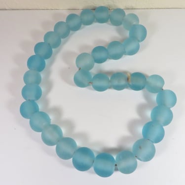 Vintage Aqua Blue Sea Glass Beads - Sea Glass Blue Beads 