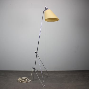 1960s Mid Century Napako Chrome Giraffe Floor Lamp by Josef Hůrka Handmade Parchment Shade 