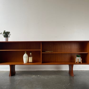 Danish long teak sideboard with adjustable shelves 