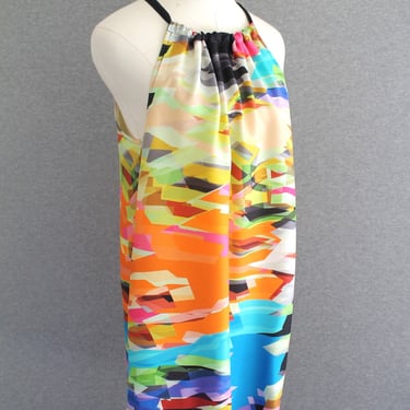 Trina Turk - Silk - Halter - Cocktail Dress - Abstract - Handkerchief Dress - Marked size 10 