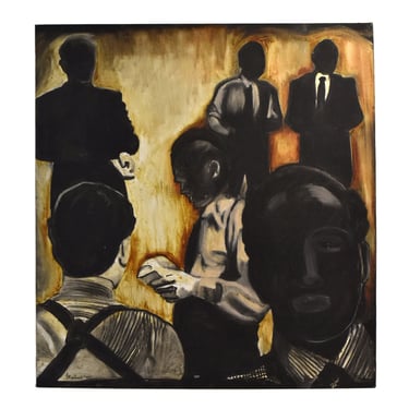 Montana Morrison “Men At Work” Noir Oil Painting Chicago Artist 
