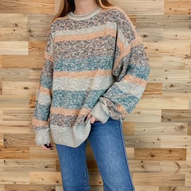90's Italian Knit Pastel Striped Pullover Sweater 