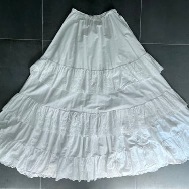 1950s White Cotton Petticoat Hoop Skirt Edwardian Inspired Size XXS 