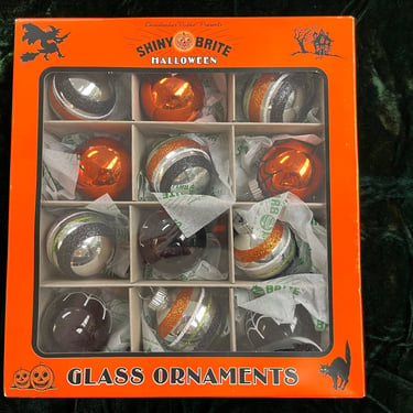 Christopher Radko Shiny Brite ornaments Halloween mercury glass mica dozen new 