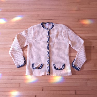 Vintage 1970's Jantzen Chunky Knit Cardigan Sweater / Tag 40 / 