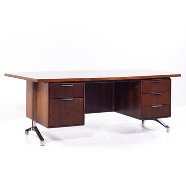 Imperial Mid Century Rosewood and Chrome Executive Desk - mcm 