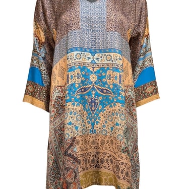 Johnny Was - Beige Multi Geometric Print Mini Dress Sz S