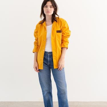 The Two Tone Potter Shirt in Pollen Yellow | Vintage Long Sleeve Contrast Color Cotton Work Shirt | Unisex Clear Button Simple Blouse | M 