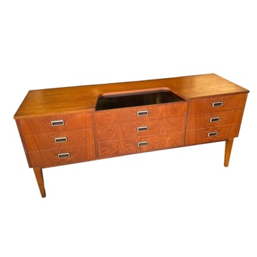 Mid Century Modern Redwood Six Drawer Vanity Cabinet Credenza 