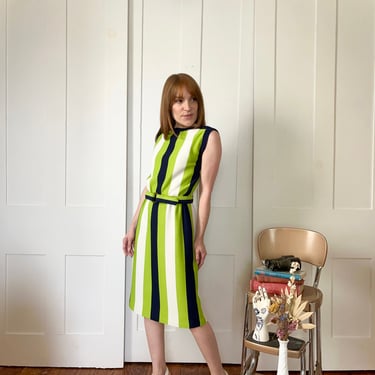 Xs/S 1960s Lime Stripe Dress 