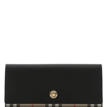 Burberry Woman Multicolor E-Canvas And Leather Wallet