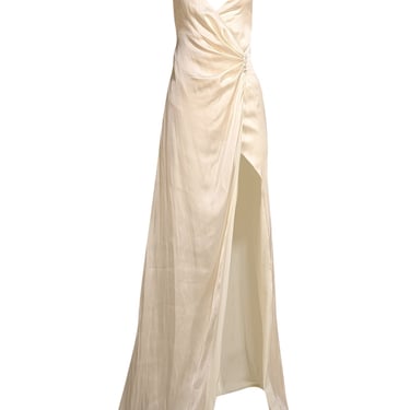 BCBG Max Azria - Ivory Satin Sleeveless Cowl Neck Formal Dress Sz 4