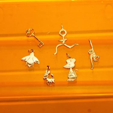 Vintage 14K Solid Yellow Gold Charms/Pendants, Assortment Of Cute Gold Charms, Animal Shapes &amp; Objets, 585 Charm Bracelet Accessories 