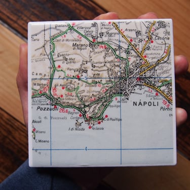 1943 Naples Italy Vintage Map Coaster. Italy Gift. Naples Map. Italian Décor. European Travel Gift. Vintage Italy Map. Mediterranean Gift. 