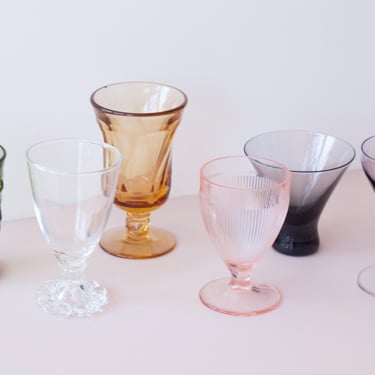 Single Vintage Stemmed Glass - Mix and Match Replacement Vintage Goblets, Coupes, Wine Glasses - Colorful Glassware - Stemware Glasses 