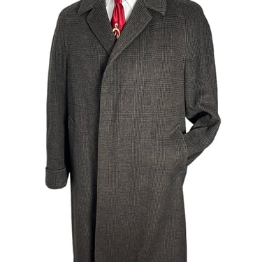 Vintage Wool Flannel BALMACAAN Overcoat ~ size 40 ~ Trench Coat / Topcoat ~ Glen Plaid 