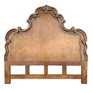 Vintage King Headboard with Elegant Wood Carvings and Gold Details 76