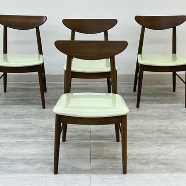 Mid-Century Modern Walnut Dining Chair Set Of 4 ~ By Stanley Furniture   (SHIPPING NOT FREE) 