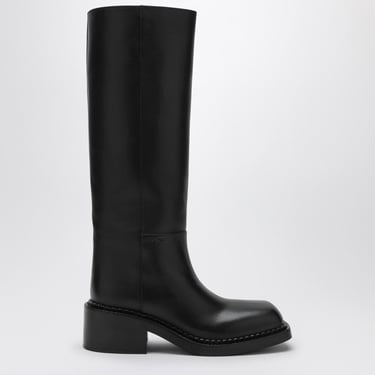 Prada High Black Leather Boot Women