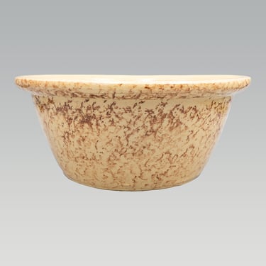 Spatter Ware Yellow Ware Stoneware Bowl | Antique Primitive Kitchenware 