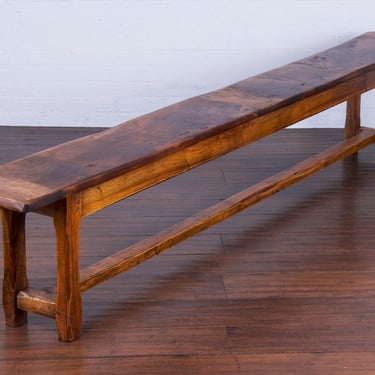 19th Century Country French Farmhouse Walnut Trestle Bench 