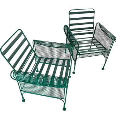 Pair of Metal Lounge Chairs By Woodard in the Style of Josef Hoffman