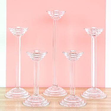 Set of Five Crystal Candle Holders