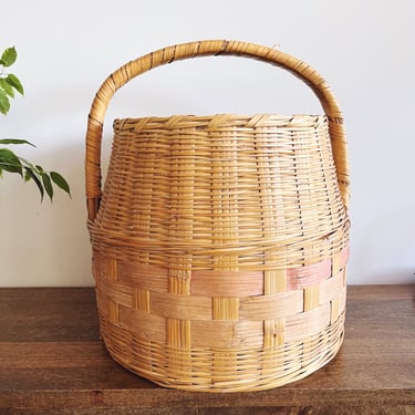 Antique Woven Wicker Carrying Basket 