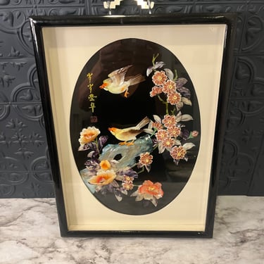 Mother of Pearl Shell Wall Art Pink Flowers