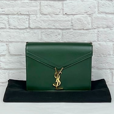 YSL Cassandra Leather Shoulder Chain Bag, Green