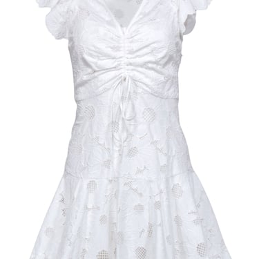 Sandro - Ivory Floral Lace Fit &amp; Flare Mini Short Sleeve Dress Sz XS