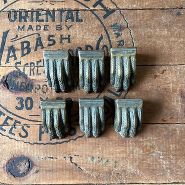 Set of 6 Brass Furniture Clawfoot Caps 